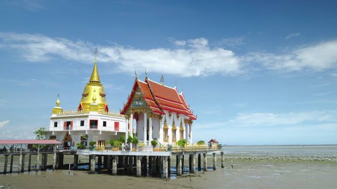 令人惊叹的泰国，海上有塔的洪休通寺，旅游理念