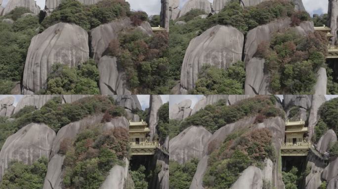 福建宁德福鼎太姥山航拍悬空铜殿一片瓦寺庙