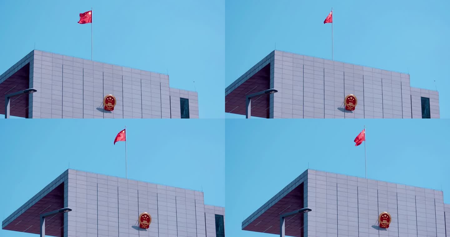 【4K】墙上庄严国徽红旗飘扬