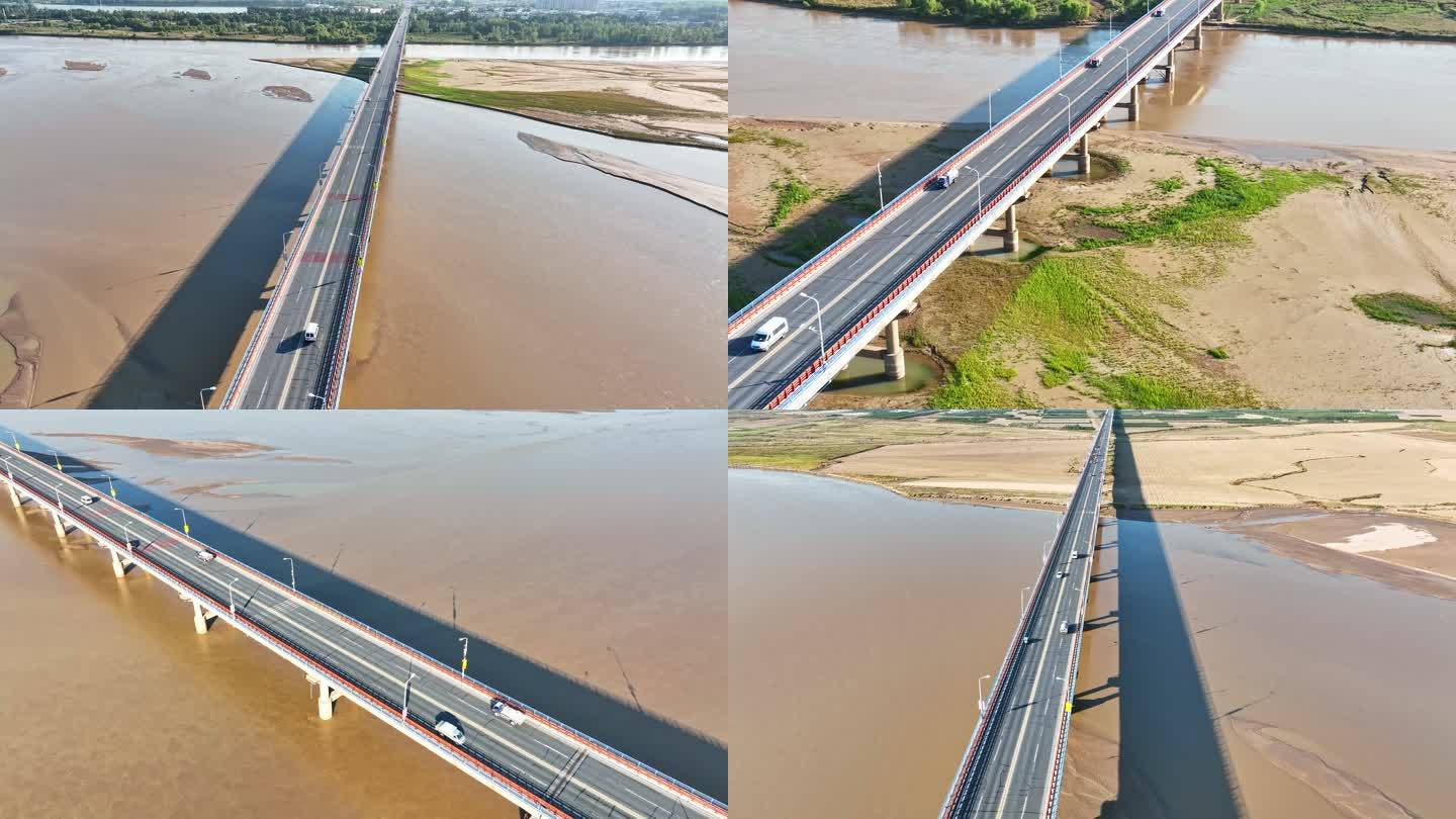 航拍郑州黄河公路大桥