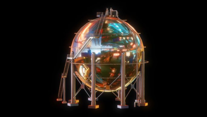 赛博朋克元宇宙球形储物仓透明通道素材