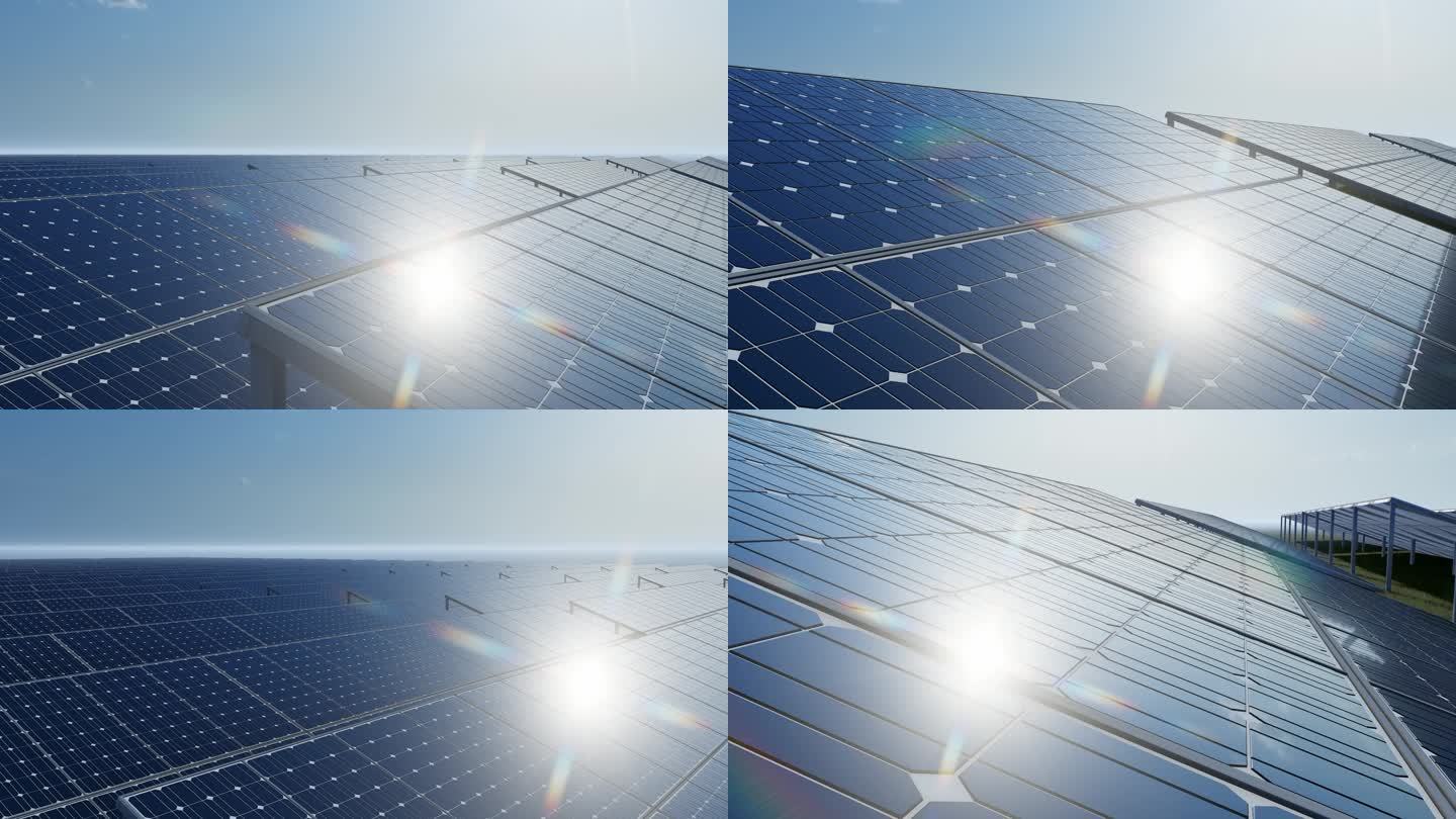 太阳能板光伏多镜头组合素材