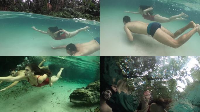 在巴西托坎廷斯，情侣们在令人叹为观止的激情瀑布潜水