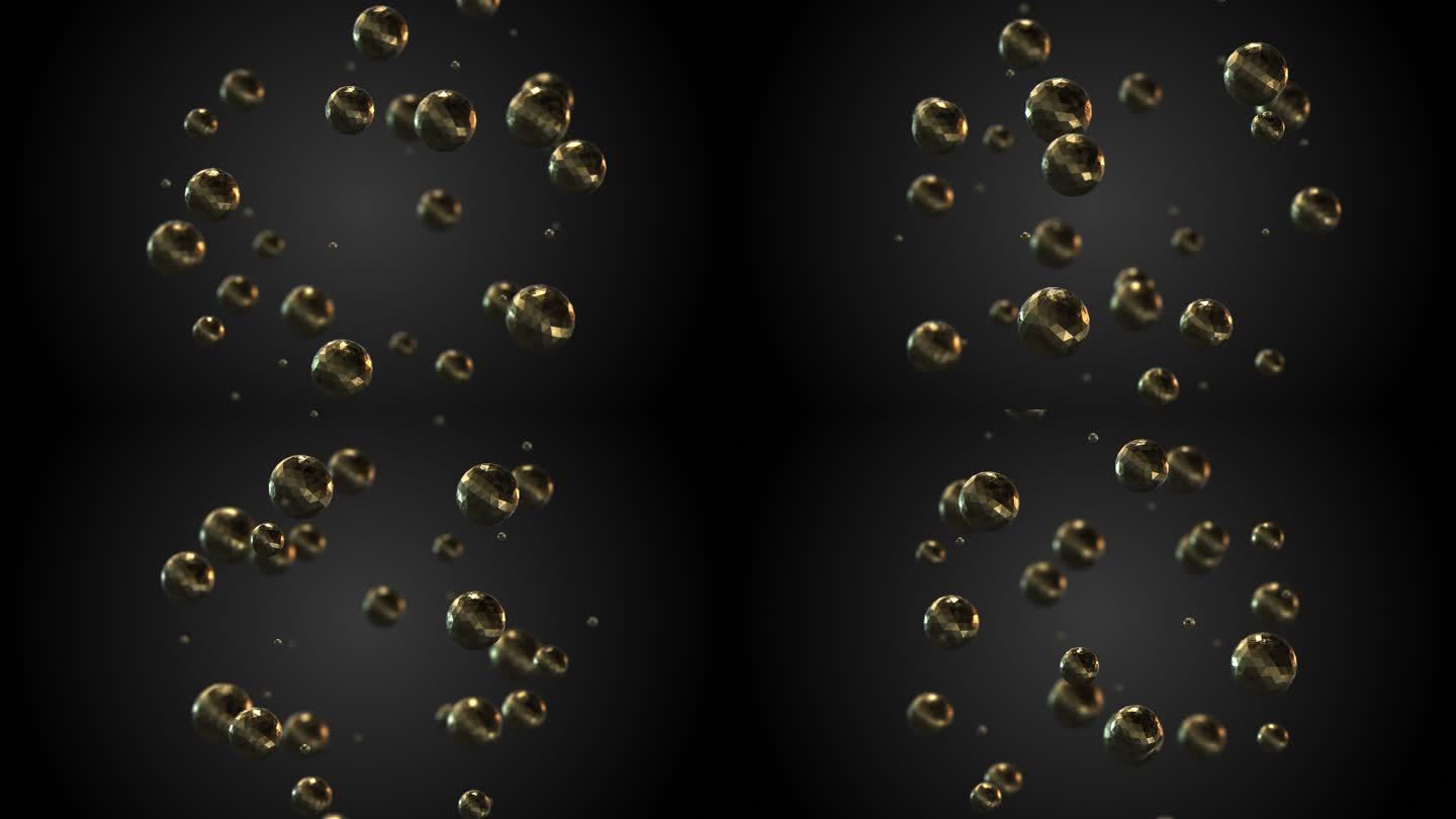 抽象低聚球在空中。循环4k动画。