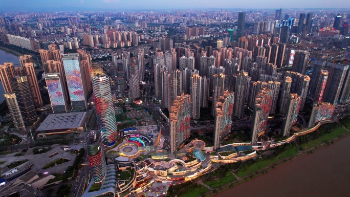 鸟瞰长沙繁华社区城市建筑