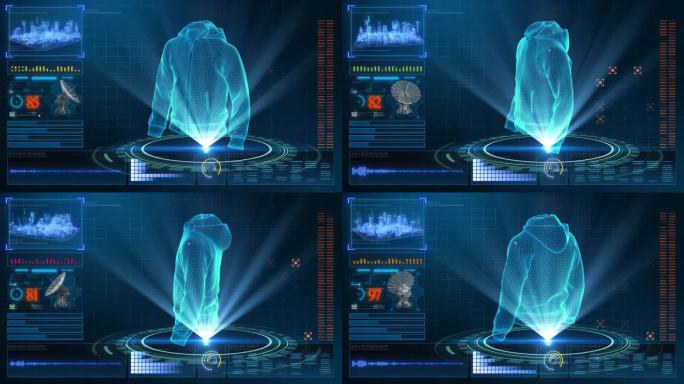 HUD科技界面连帽运动外套展示素材
