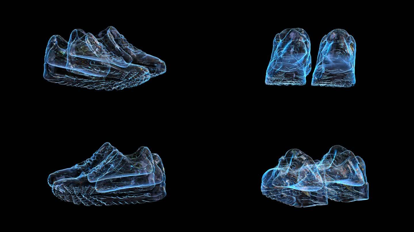 科技全息运动鞋透明通道素材