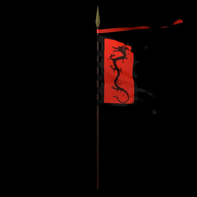 旗子系列-古代战旗龙旗带透明通道