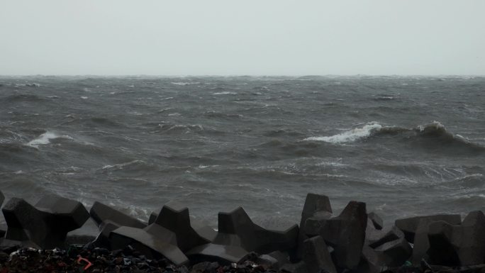 台风过后大海海浪波涛汹涌大浪海鸥浪花