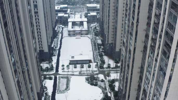 4K城市雪景航拍