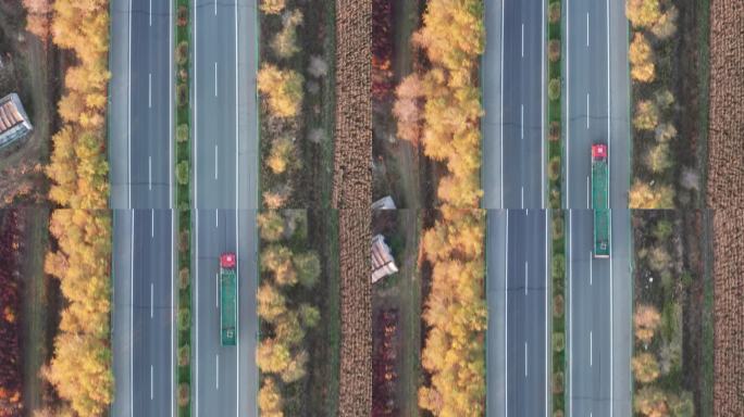 高速公路秋景航拍