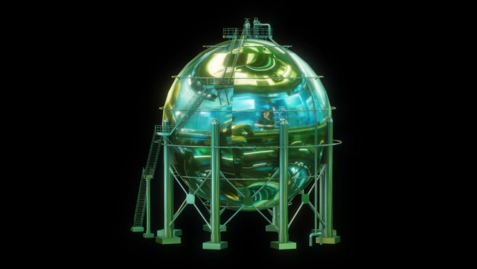 赛博朋克元宇宙球形储物仓透明通道素材