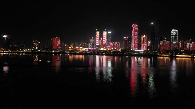 滕王阁夜景与赣江红谷滩夜景灯辉交印