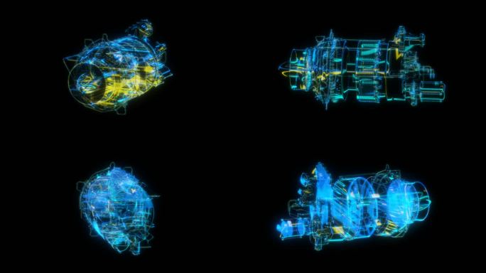 朋克风全息飞机发动机透明通道素材