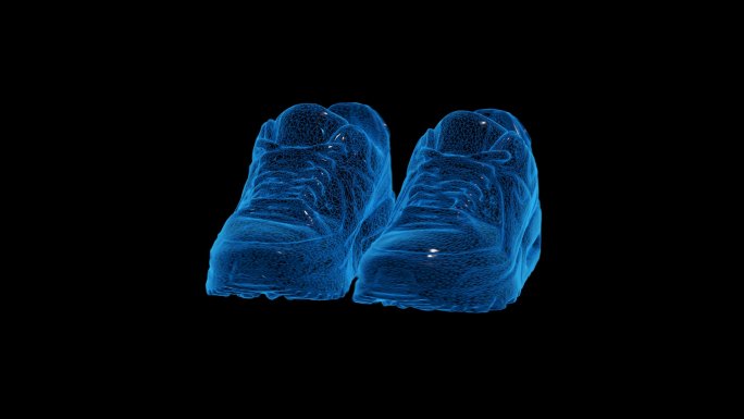 蓝色科技线条运动鞋透明通道素材