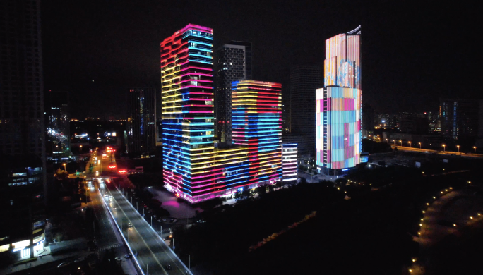 天津滨海新区海河城市夜景风光