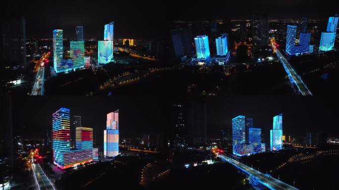 天津滨海新区海河城市夜景风光