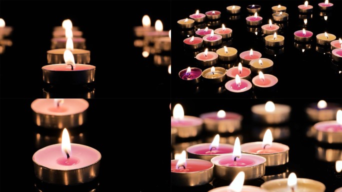 彩色蜡烛点燃蜡烛梦幻温馨唯美蜡烛烛光