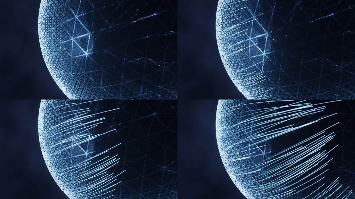 蓝色数字科技球体3D渲染