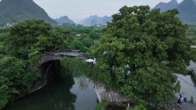 桂林山水遇龙河富里桥航拍15