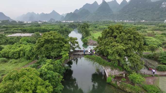 桂林山水遇龙河富里桥航拍21