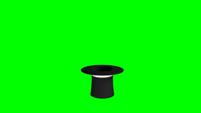 魔术师帽子和魔杖吐烟绿屏独立元件