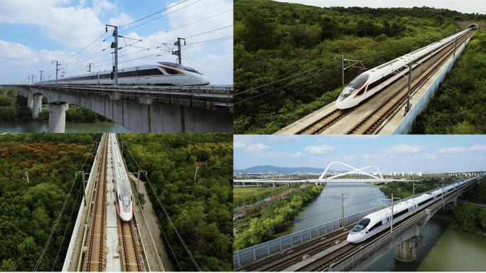 高铁和谐号复兴号动车高铁行驶中国速度
