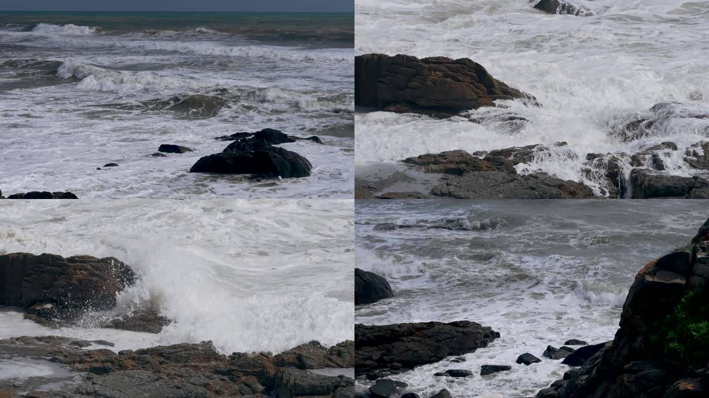 台风天海岸浪潮