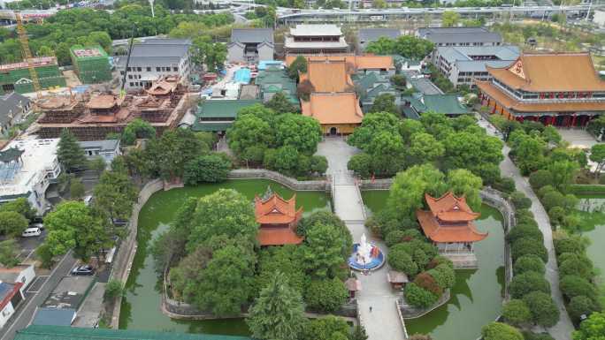 湖南长沙开福古寺古建筑航拍