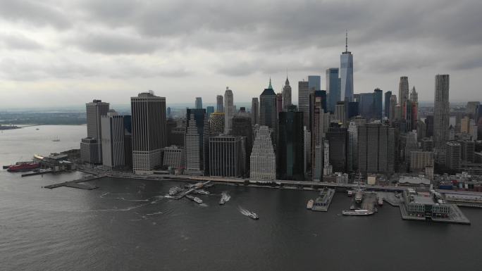 纽约曼哈顿岛城市白天航拍
