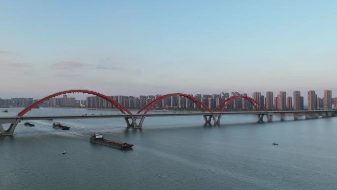 长沙福元路大桥航拍延时白天