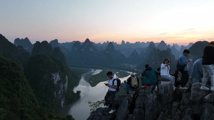 桂林山水漓江黄布倒影老寨山航拍5