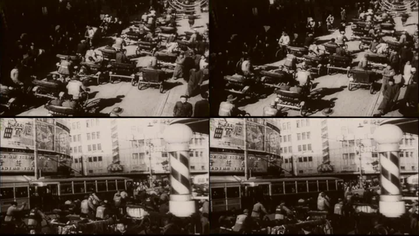 50年代  上海 南京路 外滩 黄包车