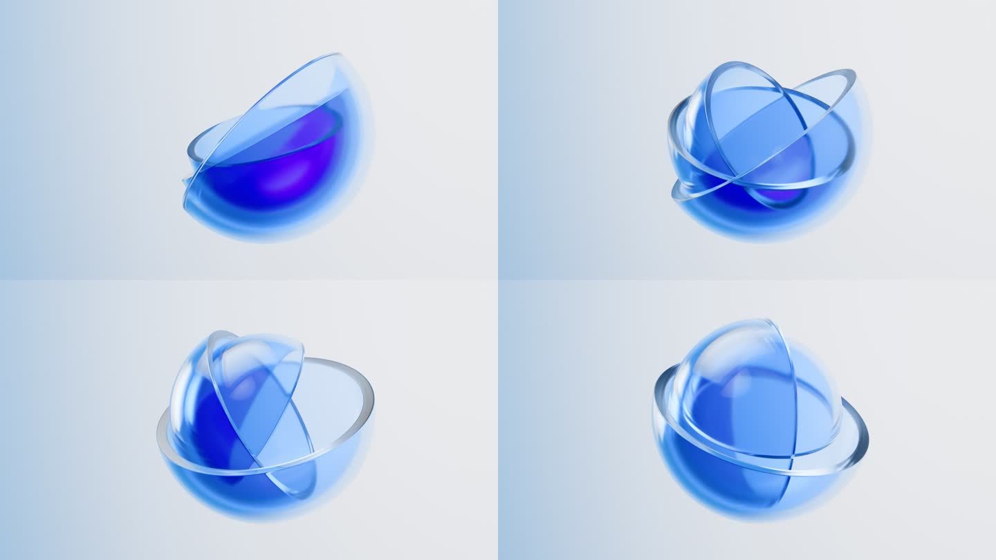 透明球形渐变玻璃背景3D渲染