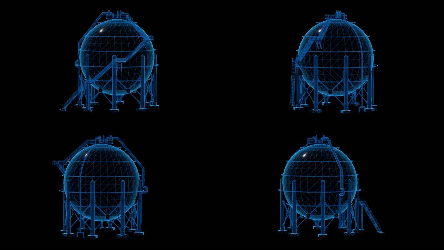 蓝色科技线条球形储物仓透明通道素材