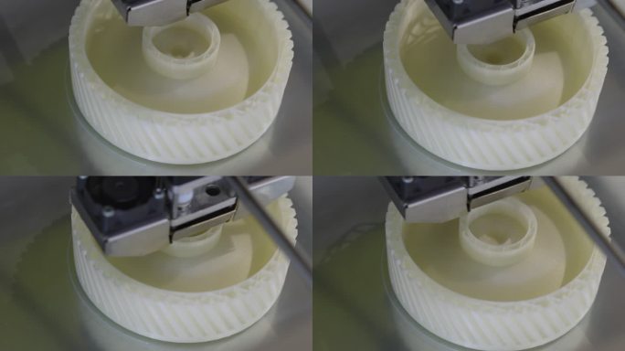 打印原型的3D打印机特写