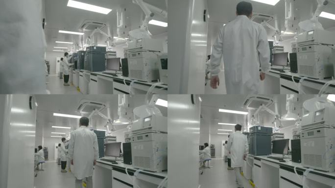 男子走进生物实验室背影研究医药科研检测