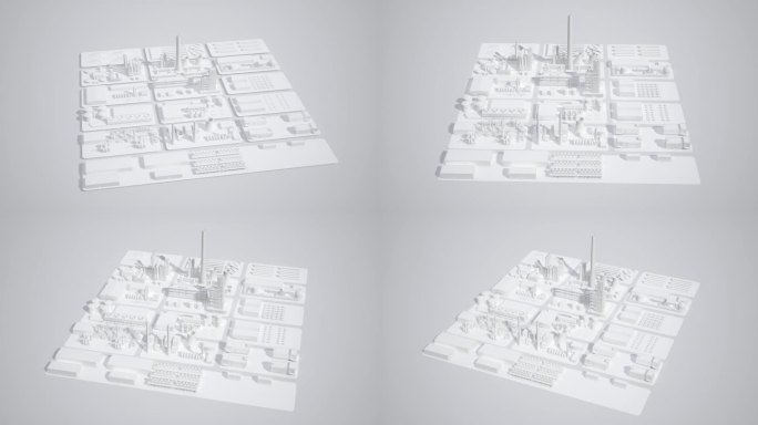 【4k】发电厂白模生长3