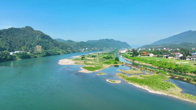 4K航拍益阳安化资水沿岸风景