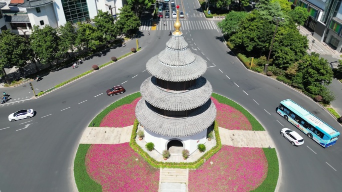 江苏扬州文昌阁地标建筑航拍 (3)