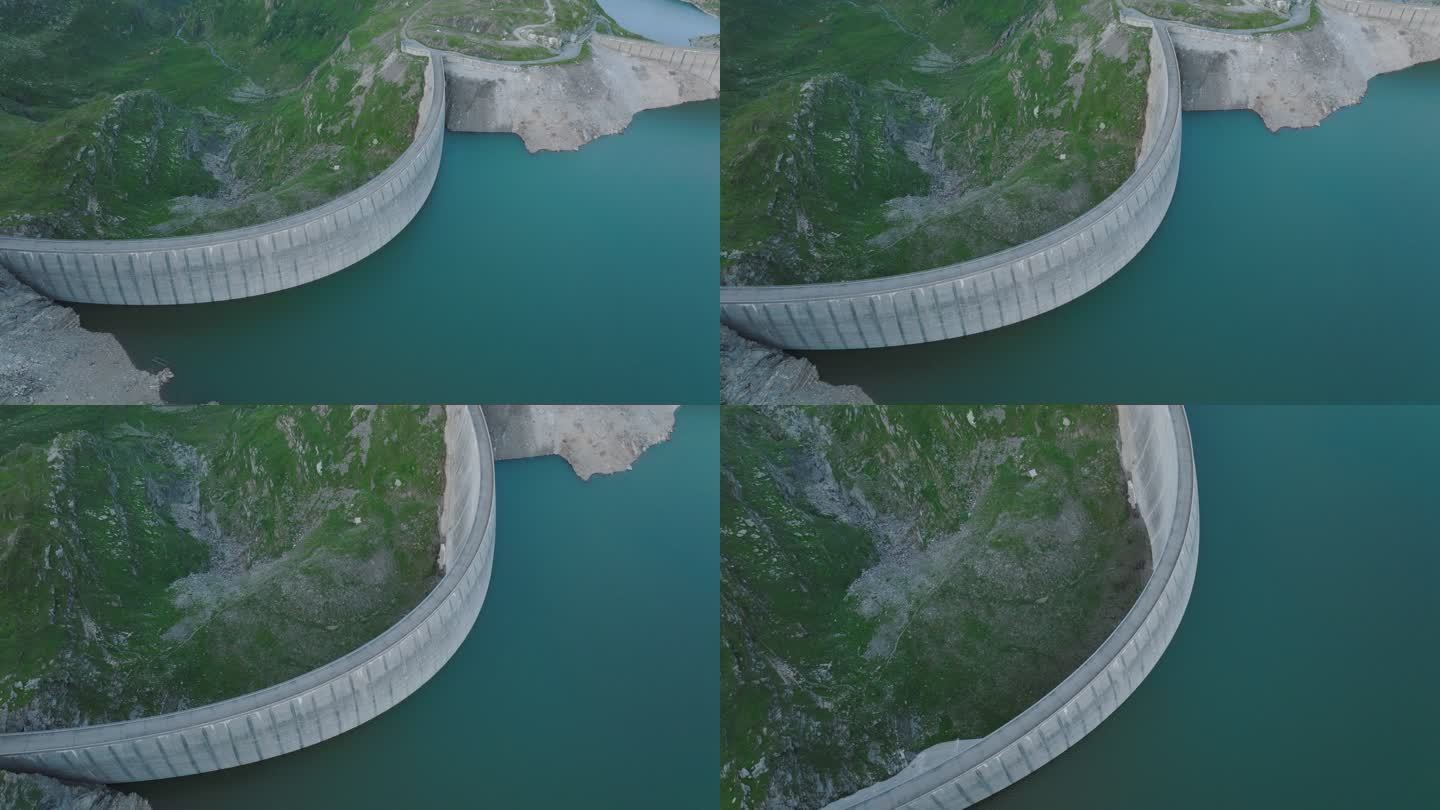 无人机俯瞰高山水库和大坝