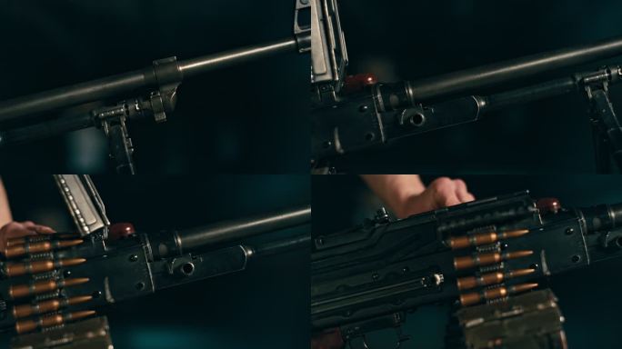 专业射手装填并准备使用重型PKM机枪。