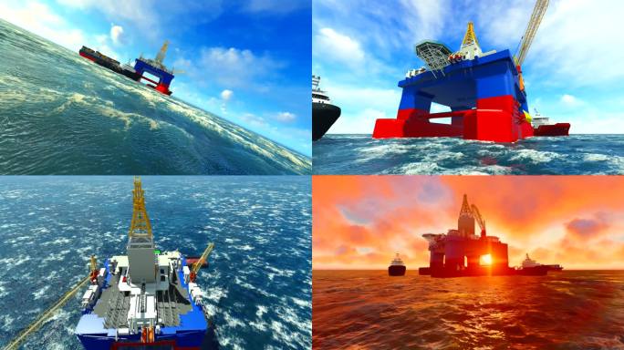 海洋勘探油井平台三维动画