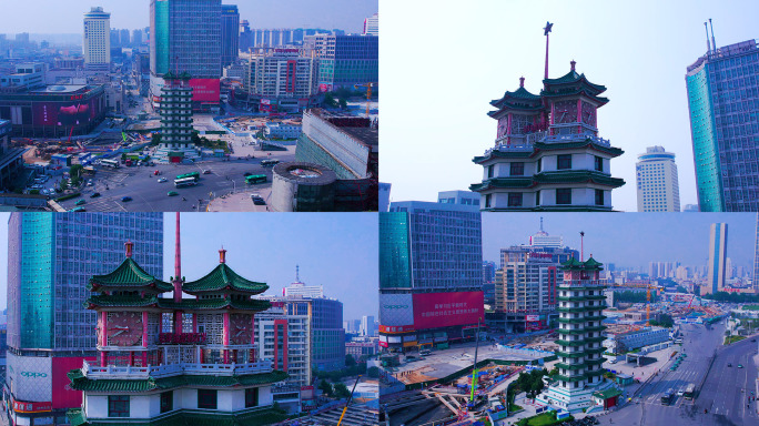 河南郑州二七纪念塔 航拍