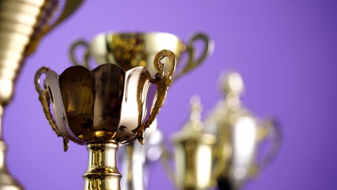 紫色背景奖杯组荣誉比赛奖牌