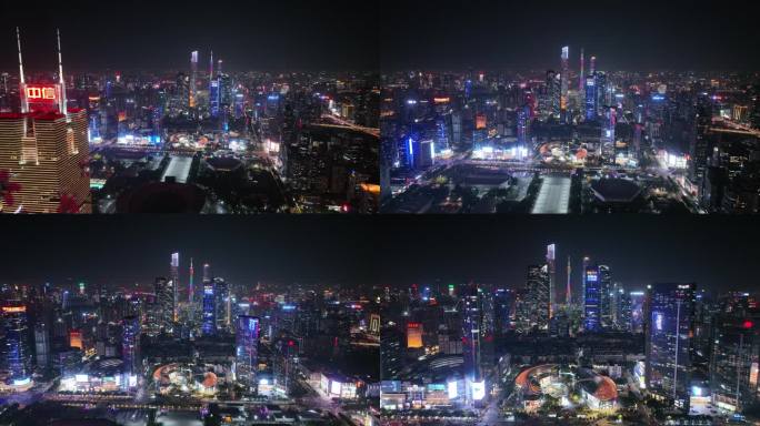 航拍广州cbd夜景广州中轴线
