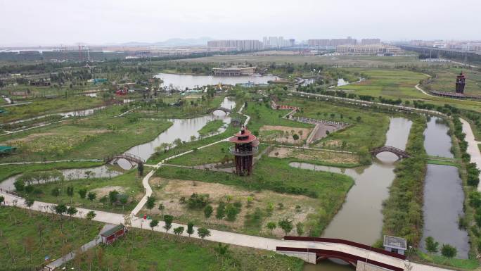 台州湾湿地公园航拍视频素材