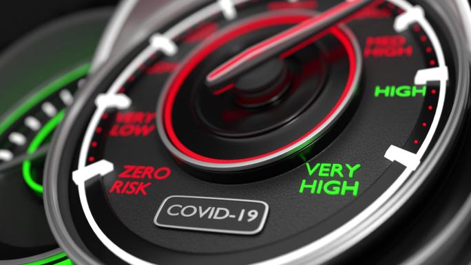 关于4K分辨率的现代汽车速度表倒计时概念的新冠肺炎文本