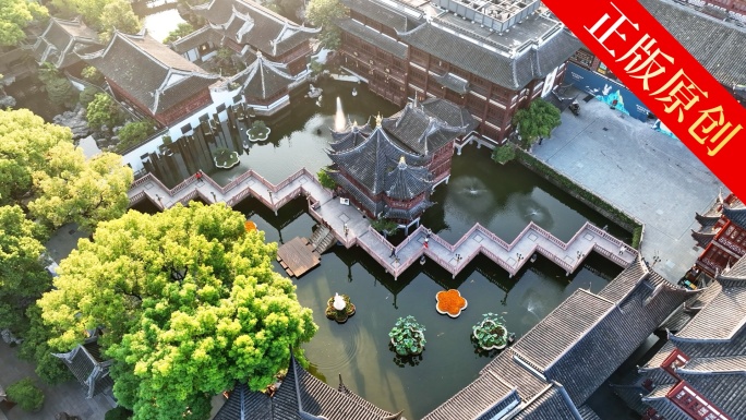 上海 豫园 城隍庙 九曲桥俯拍 豫园航拍