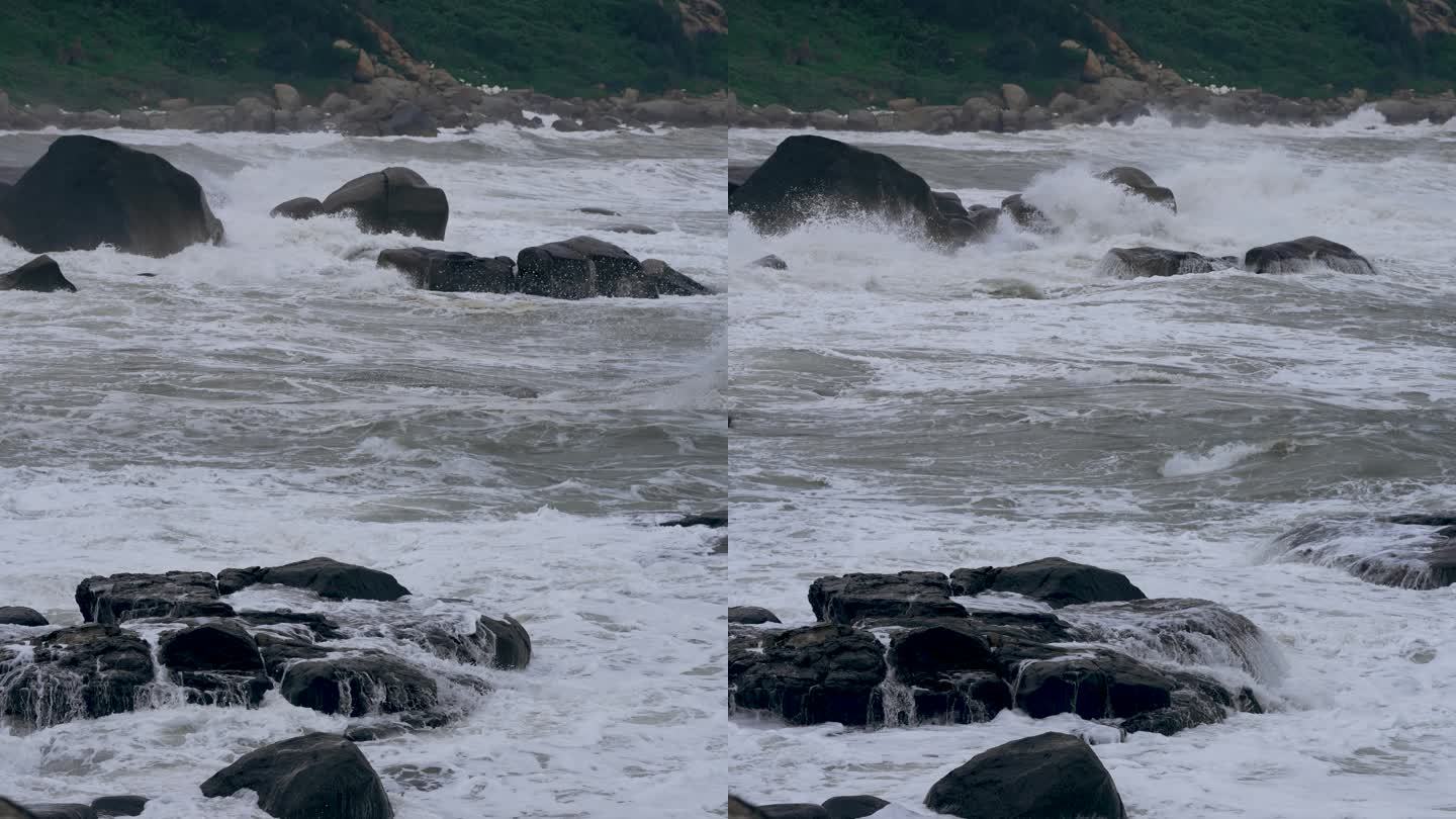 台风天海岸风浪-慢镜头